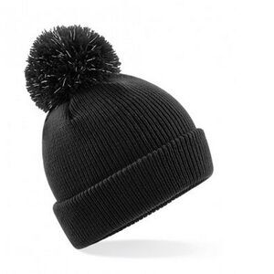 Beechfield Kids Reflective Bobble Beanie / Black